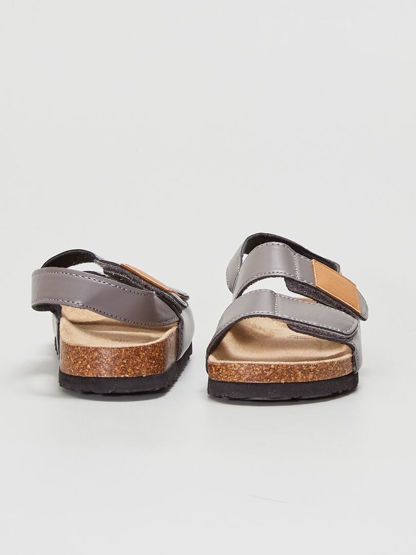 Sandalen met klittenband grijs - Kiabi