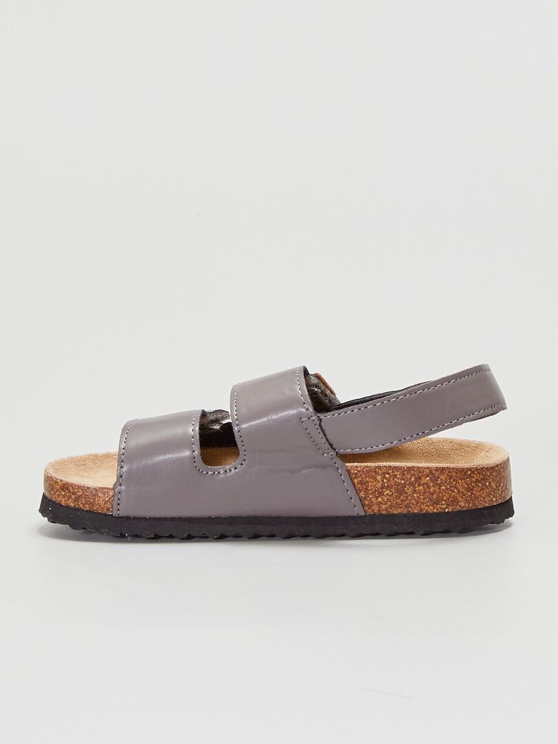 Sandalen met klittenband grijs - Kiabi