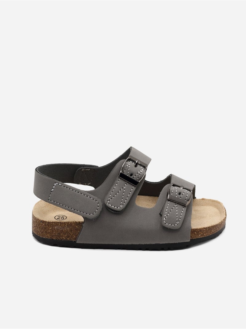 Sandalen met klittenband Grijs - Kiabi