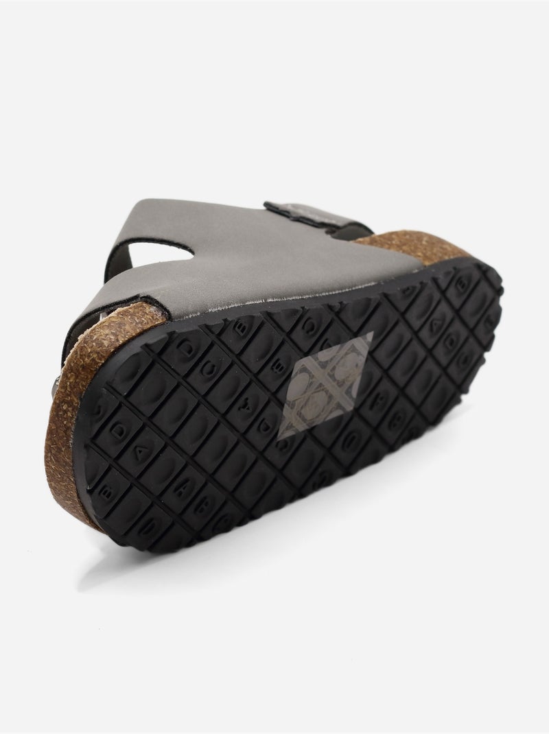 Sandalen met klittenband Grijs - Kiabi