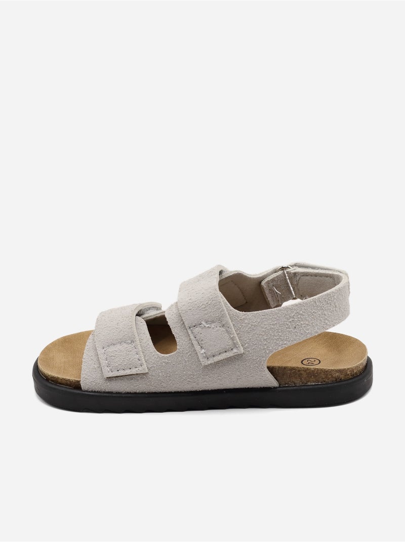 Sandalen met klittenband Grijs - Kiabi