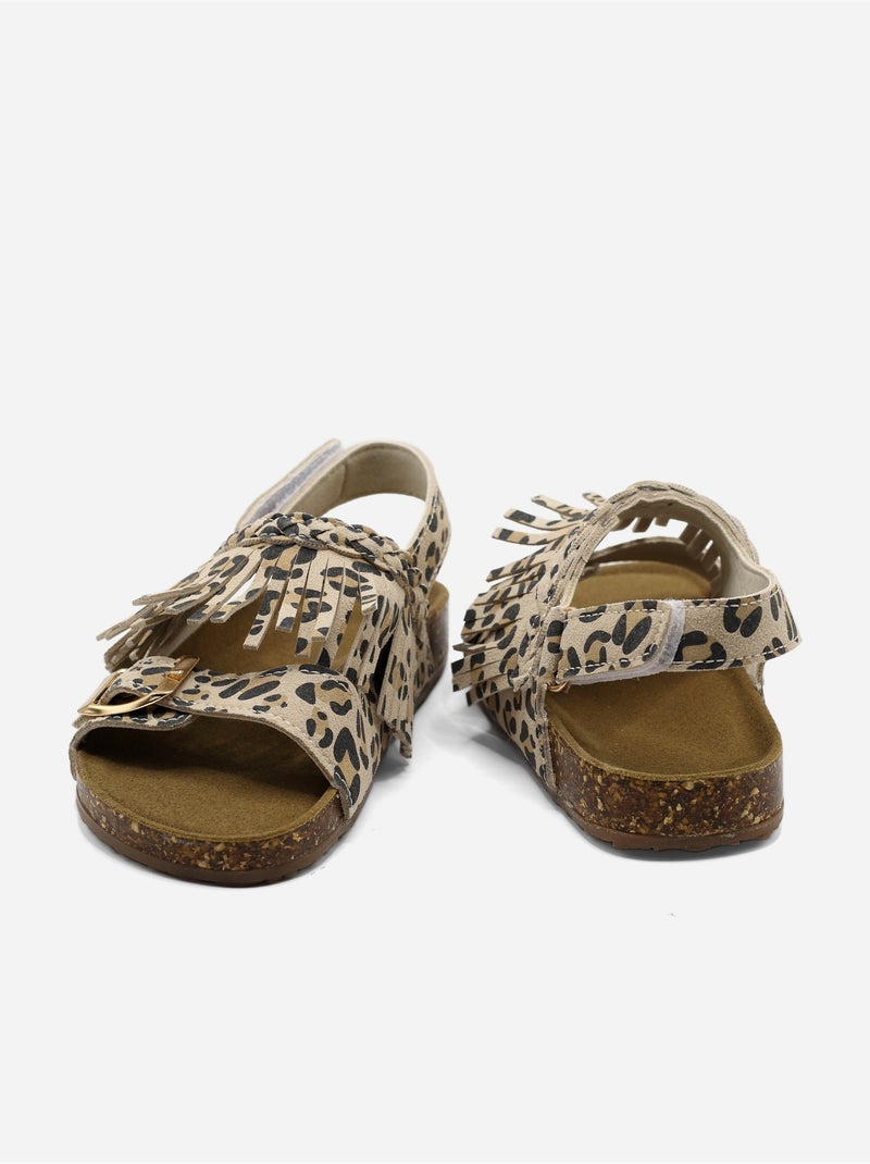 Sandalen met klittenband Havanabruin - Kiabi