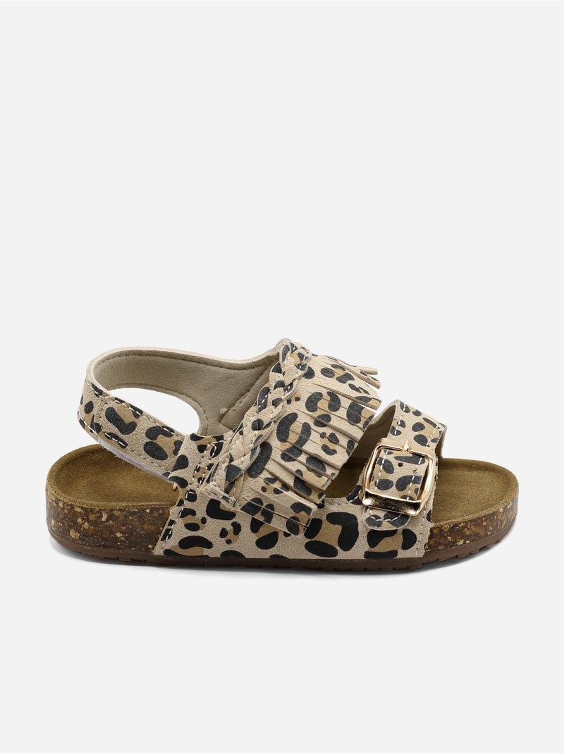 Sandalen met klittenband Havanabruin - Kiabi