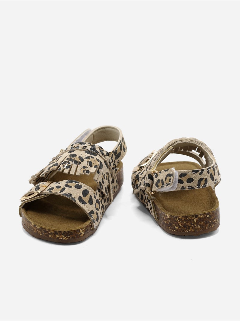 Sandalen met klittenband Havanabruin - Kiabi