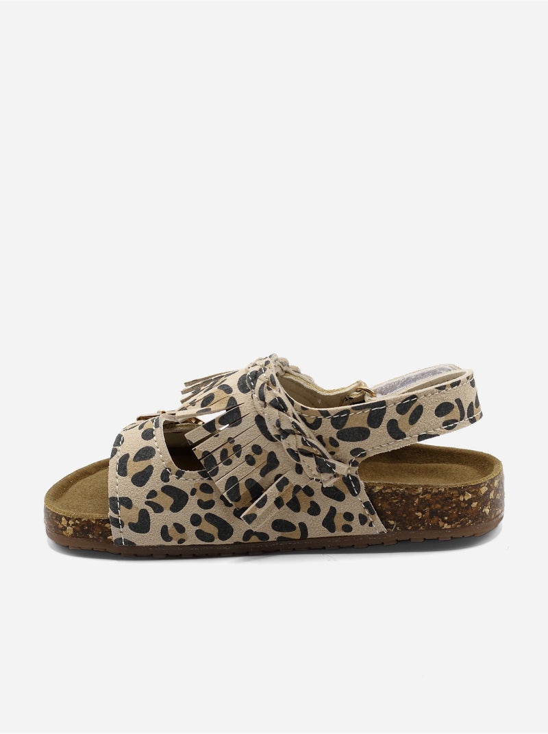 Sandalen met klittenband Havanabruin - Kiabi