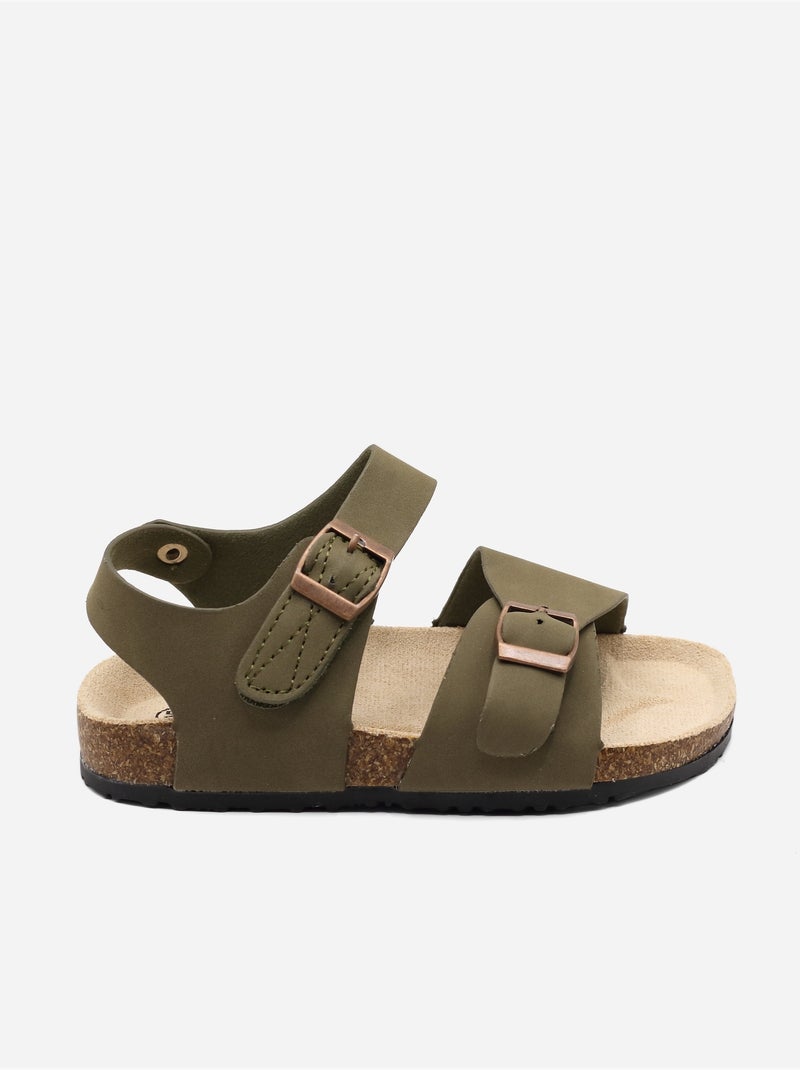 Sandalen met klittenband Kaki - Kiabi