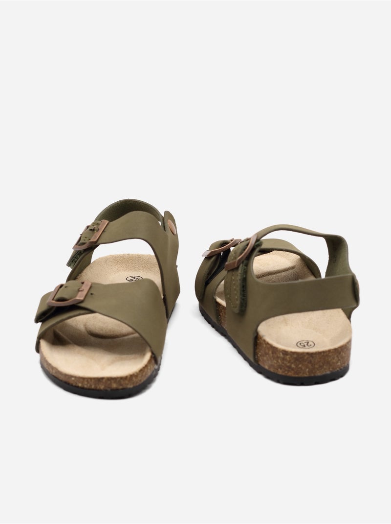 Sandalen met klittenband Kaki - Kiabi