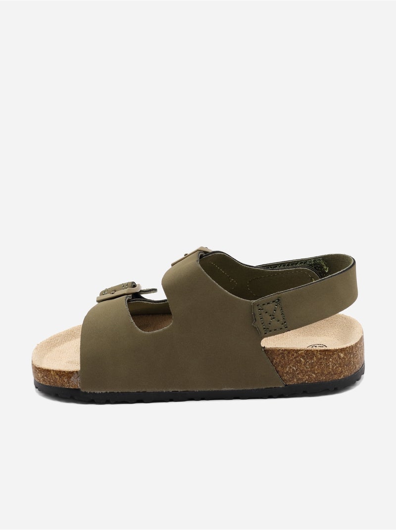 Sandalen met klittenband Kaki - Kiabi