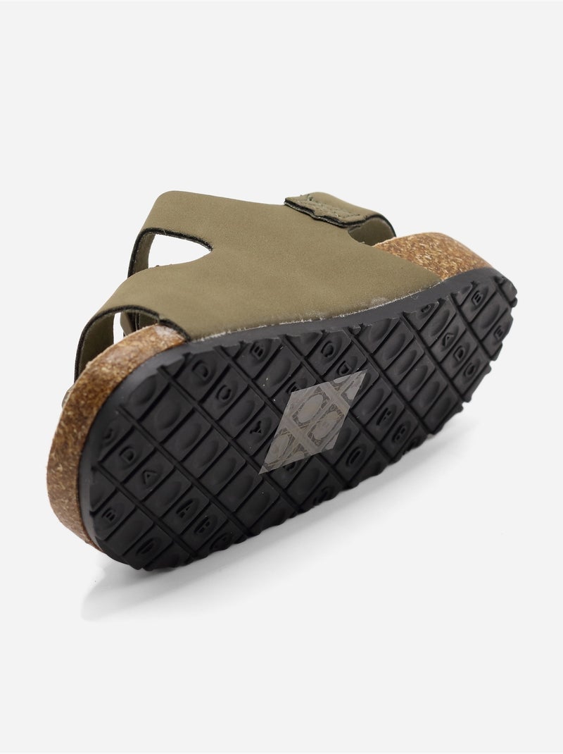 Sandalen met klittenband Kaki - Kiabi