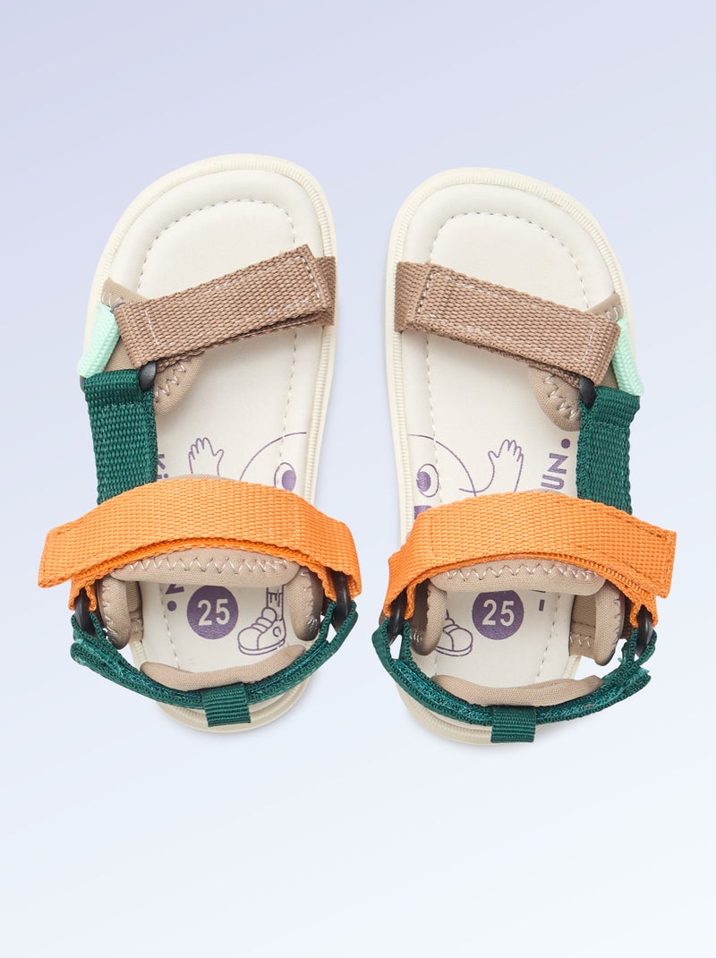 Sandalen met klittenband motriciteit 4 'lopen' - Kitchoun Blauw - Kiabi