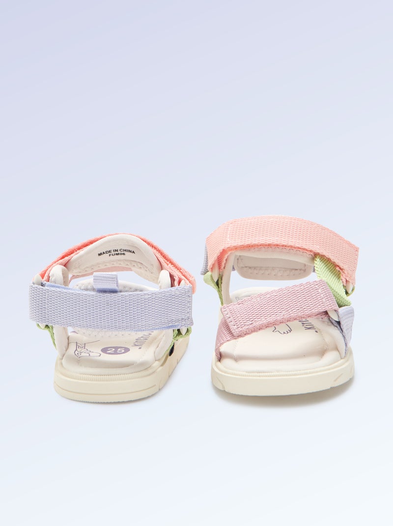 Sandalen met klittenband motriciteit 4 'lopen' - Kitchoun Rose - Kiabi