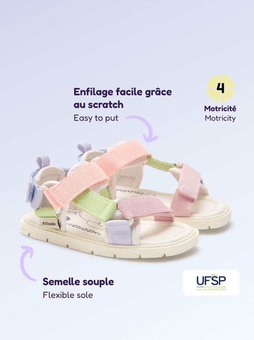 Sandalen met klittenband motriciteit 4 'lopen' - Kitchoun - Kiabi