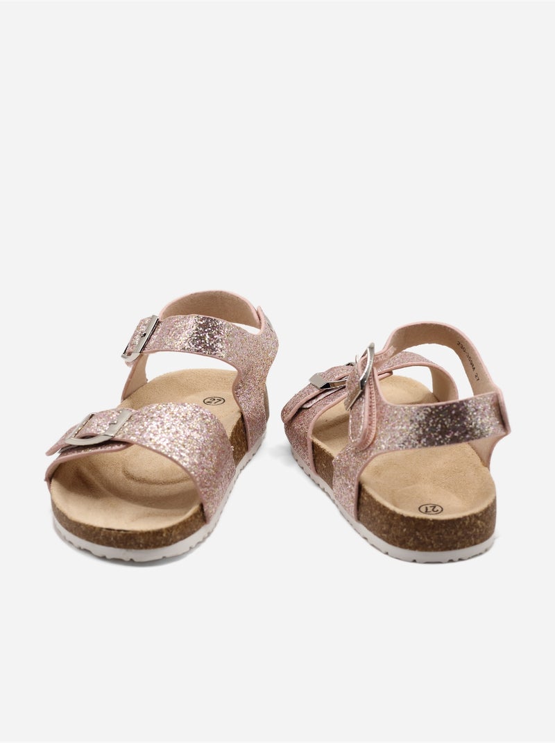 Sandalen met klittenband Roze - Kiabi