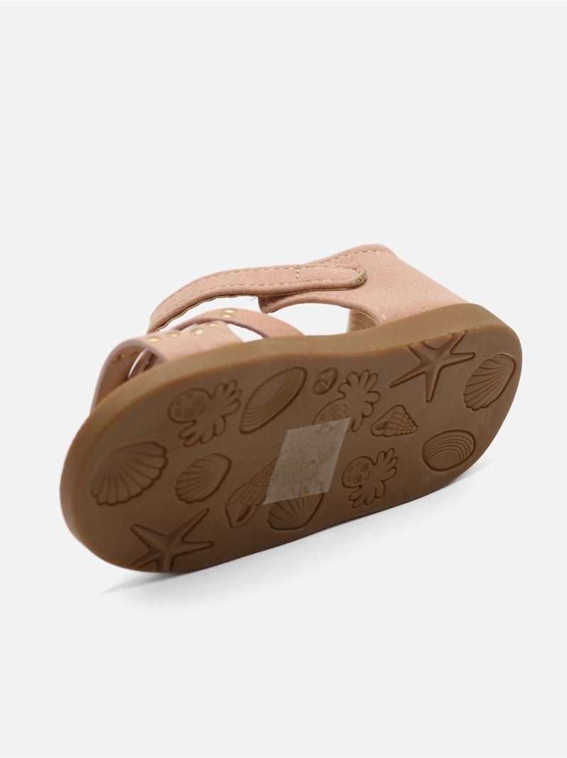 Sandalen met klittenband Roze - Kiabi