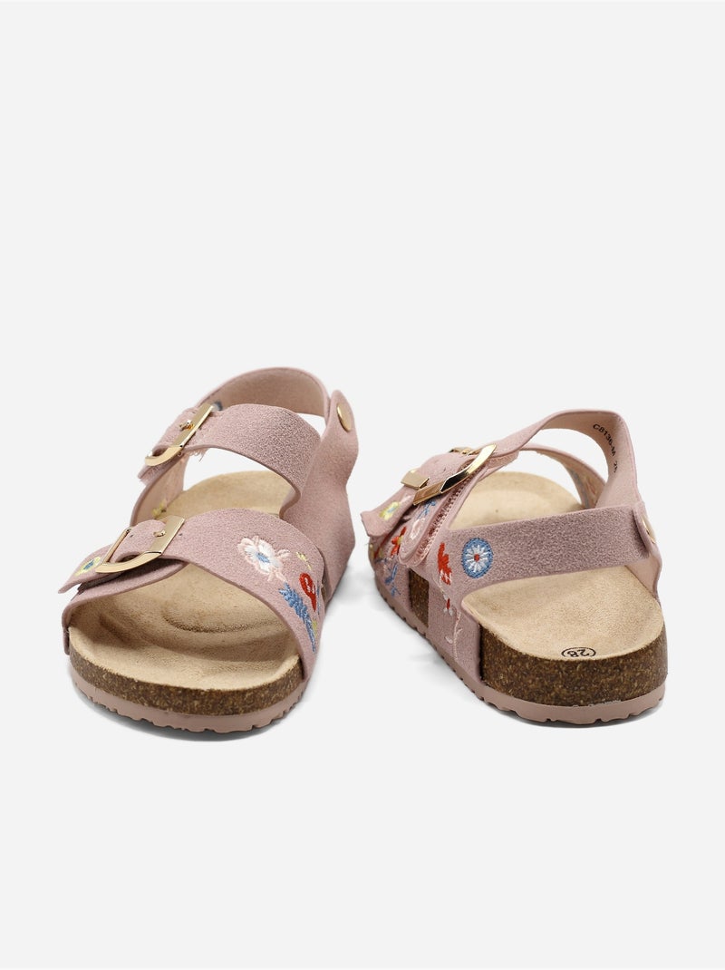 Sandalen met klittenband Roze - Kiabi