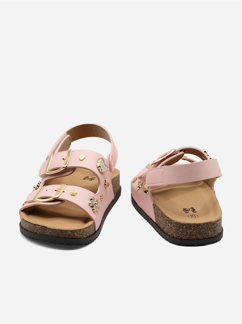 Sandalen met klittenband Roze - Kiabi