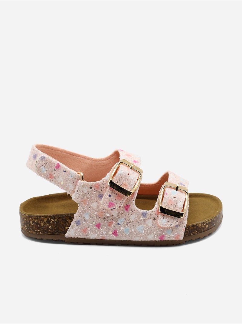 Sandalen met klittenband Roze - Kiabi
