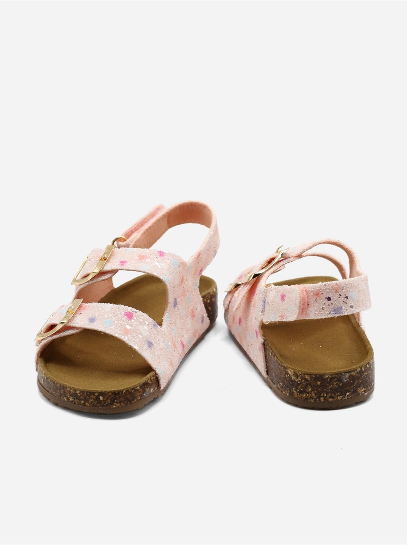 Sandalen met klittenband Roze - Kiabi