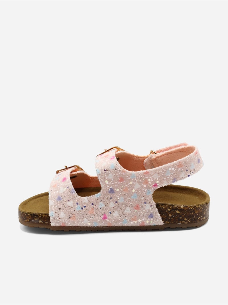 Sandalen met klittenband Roze - Kiabi