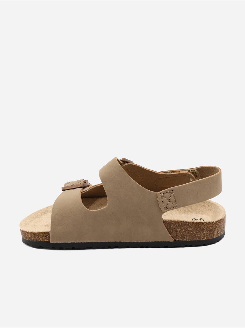 Sandalen met klittenband Taupe - Kiabi