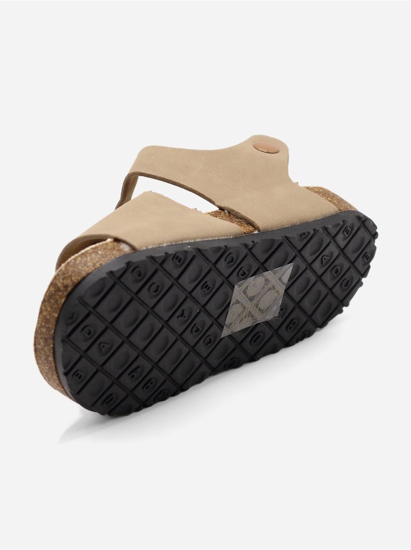 Sandalen met klittenband Taupe - Kiabi