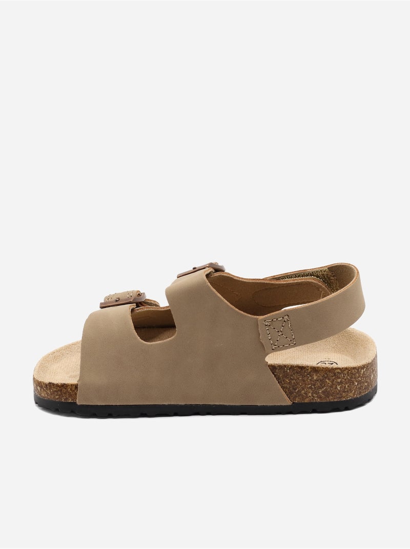 Sandalen met klittenband Taupe - Kiabi