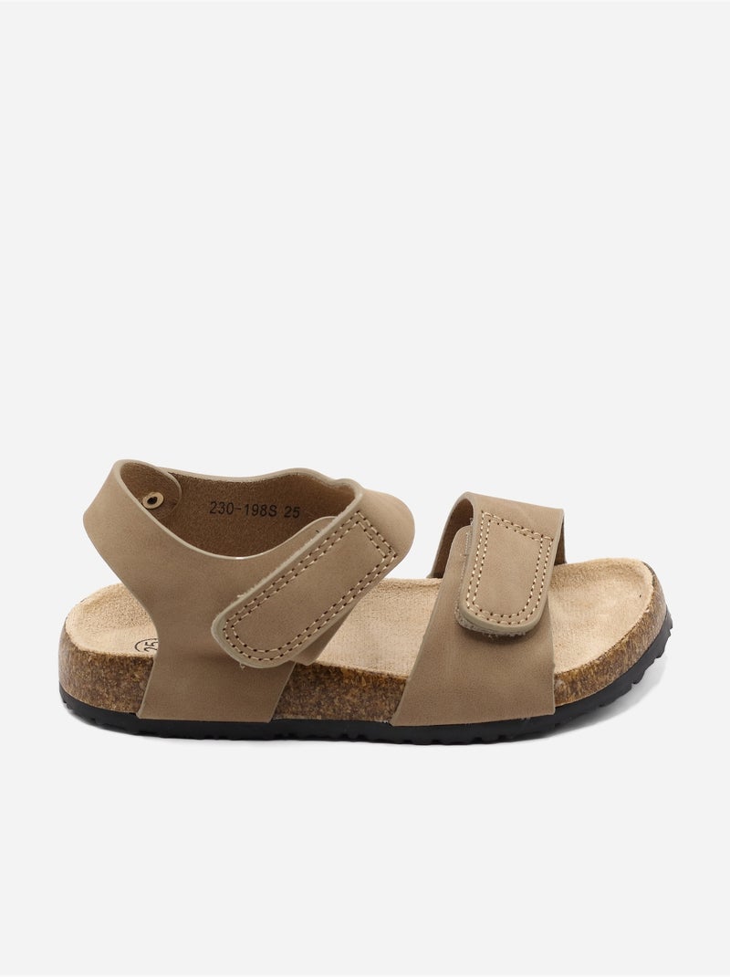Sandalen met klittenband Taupe - Kiabi