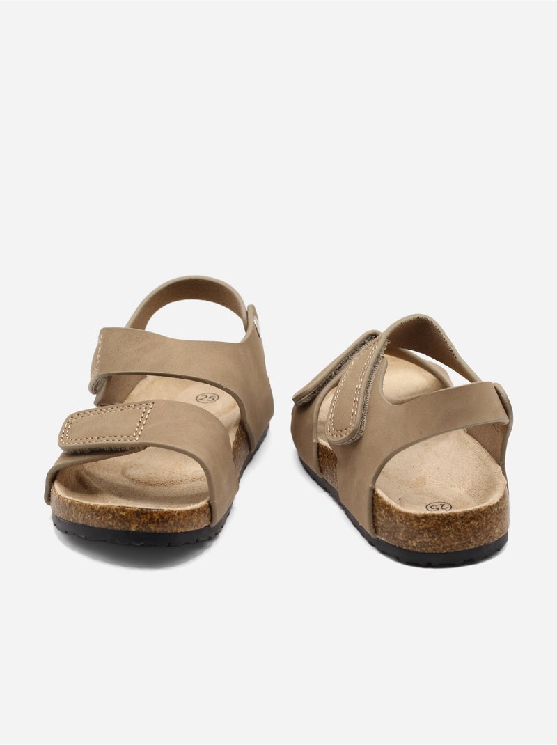 Sandalen met klittenband Taupe - Kiabi