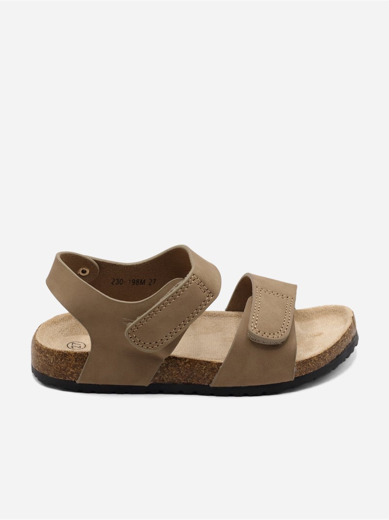 Sandalen met klittenband Taupe - Kiabi