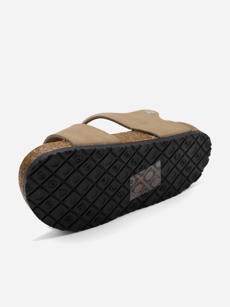 Sandalen met klittenband Taupe - Kiabi