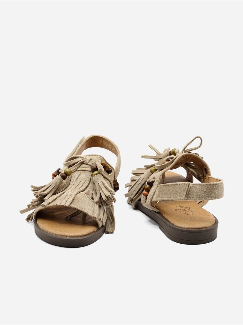 Sandalen met klittenband Taupe - Kiabi