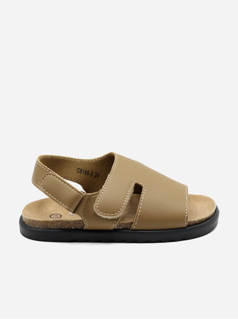 Sandalen met klittenband Taupe - Kiabi