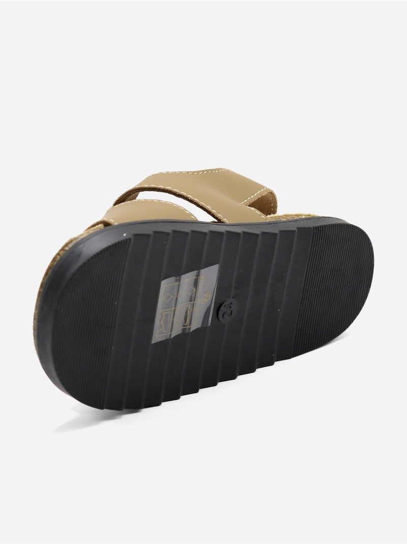 Sandalen met klittenband Taupe - Kiabi