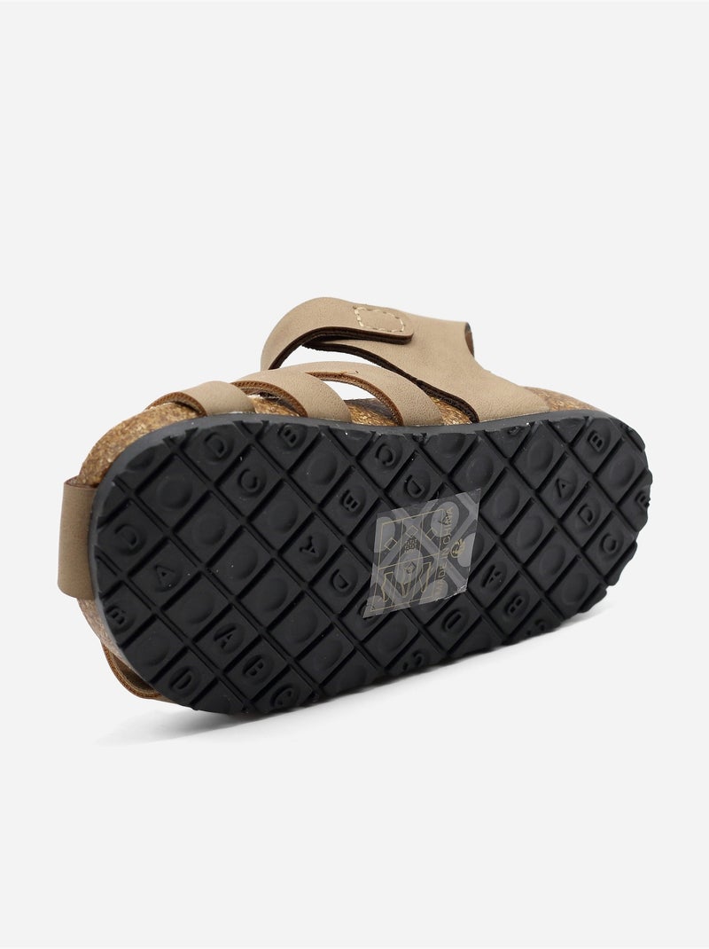 Sandalen met klittenband Taupe - Kiabi