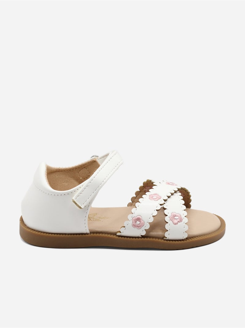 Sandalen met klittenband Wit - Kiabi