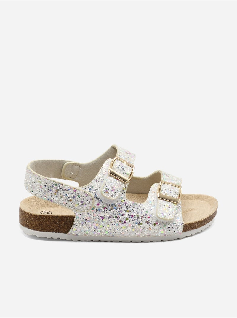 Sandalen met klittenband Wit - Kiabi