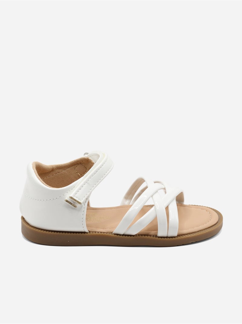 Sandalen met klittenband Wit - Kiabi