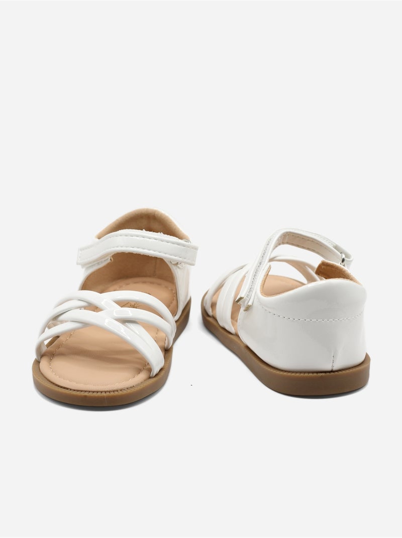 Sandalen met klittenband Wit - Kiabi