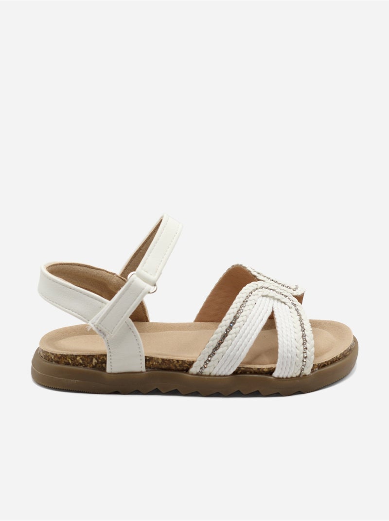 Sandalen met klittenband Wit - Kiabi