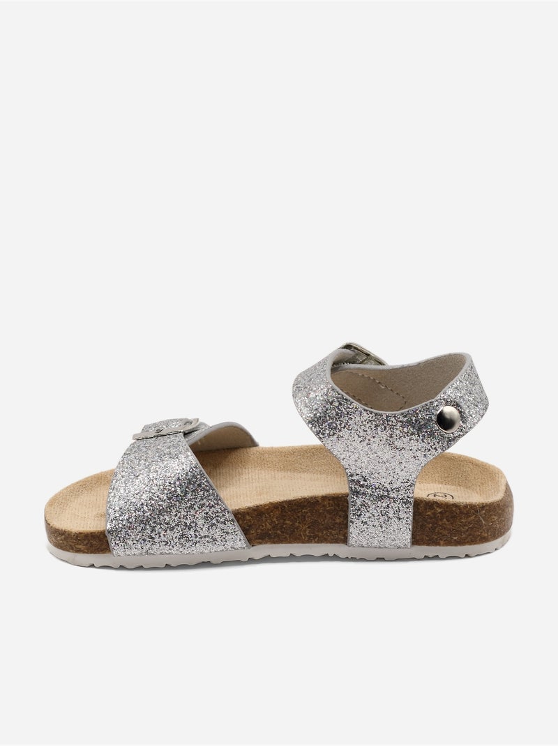Sandalen met klittenband Zilver - Kiabi