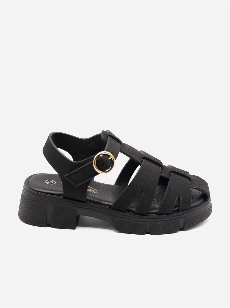 Sandalen met klittenband Zwart - Kiabi