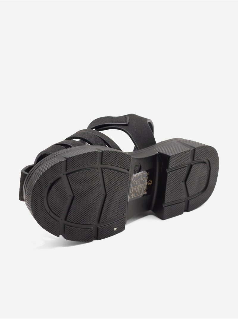 Sandalen met klittenband Zwart - Kiabi