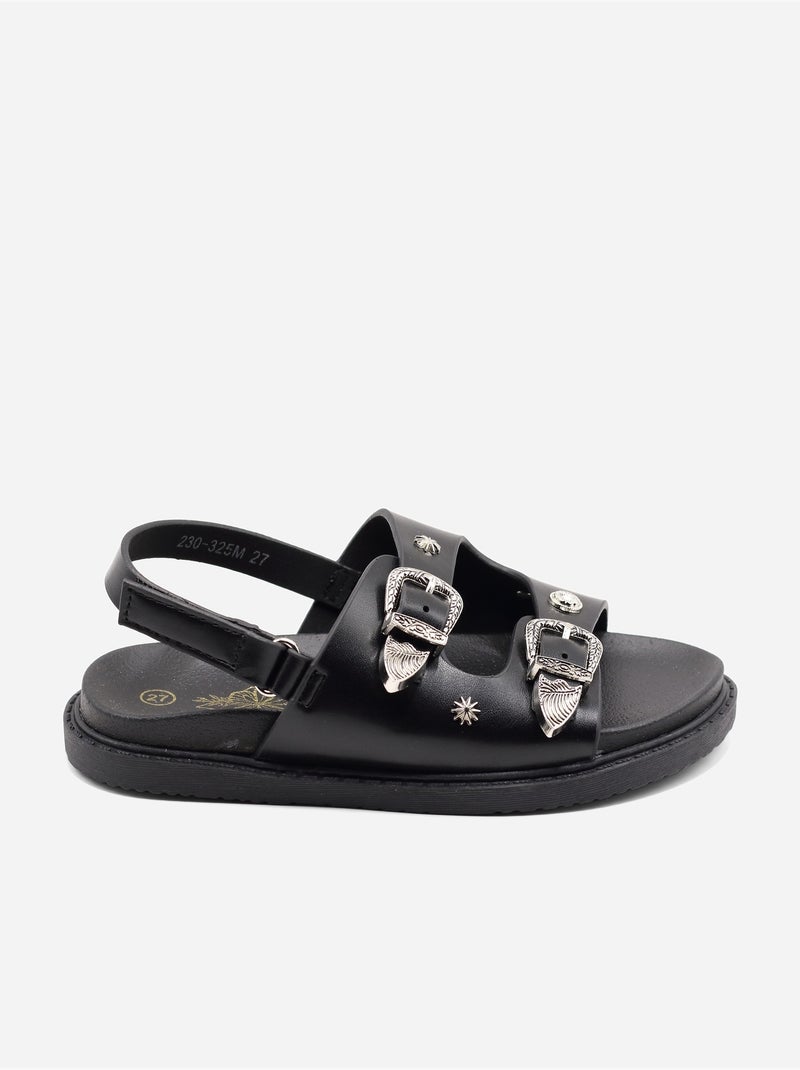 Sandalen met klittenband Zwart - Kiabi