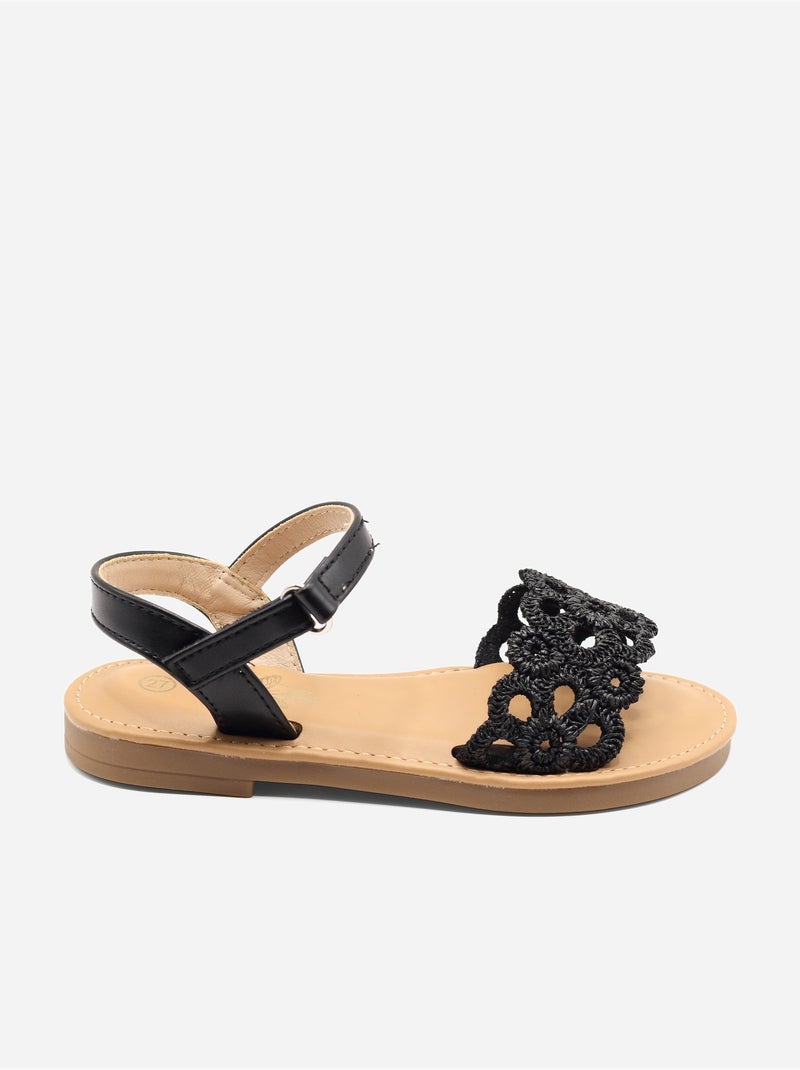 Sandalen met klittenband Zwart - Kiabi