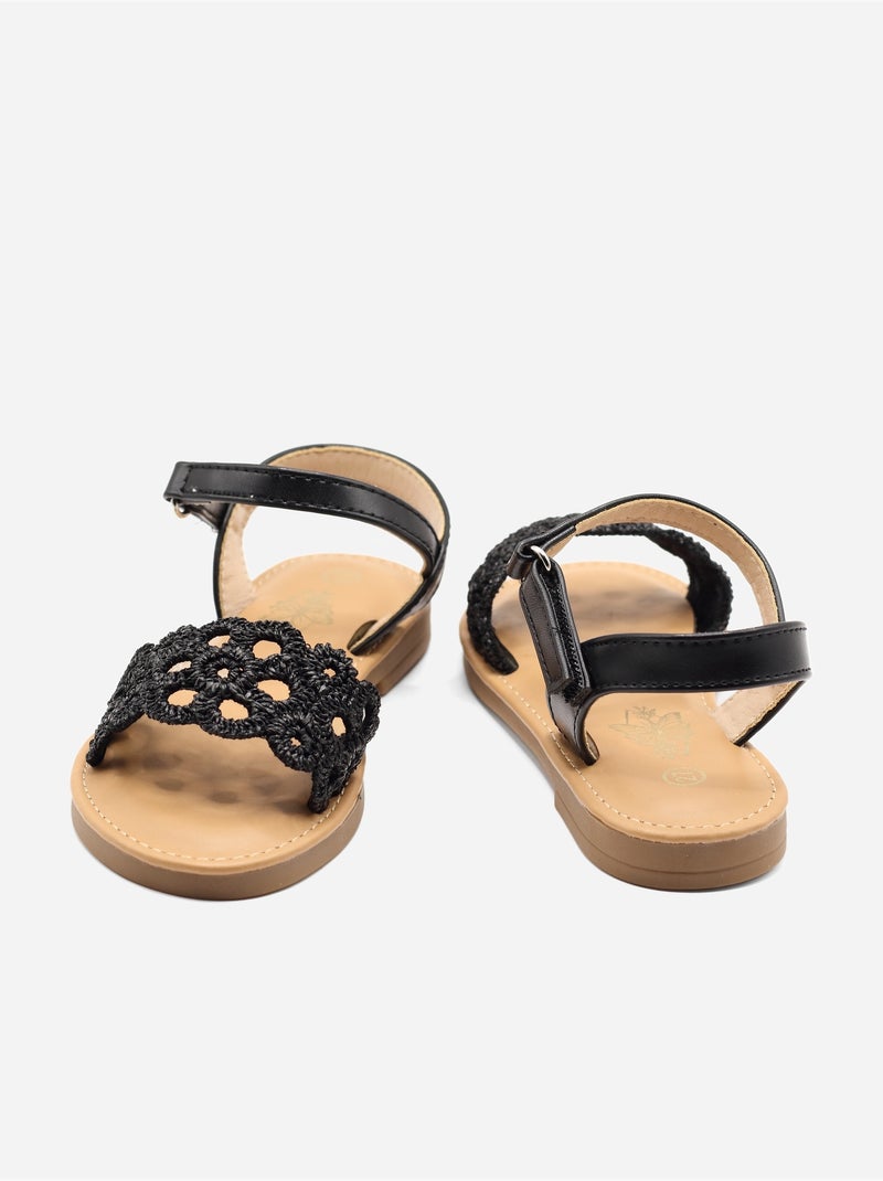 Sandalen met klittenband Zwart - Kiabi