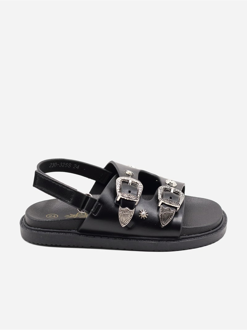 Sandalen met klittenband Zwart - Kiabi