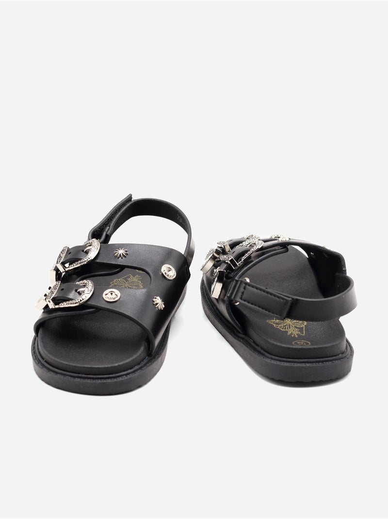 Sandalen met klittenband Zwart - Kiabi