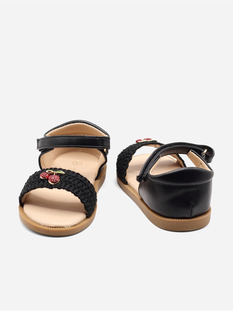 Sandalen met klittenband Zwart - Kiabi