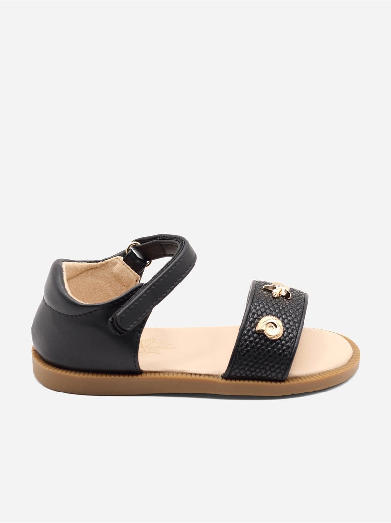 Sandalen met klittenband Zwart - Kiabi