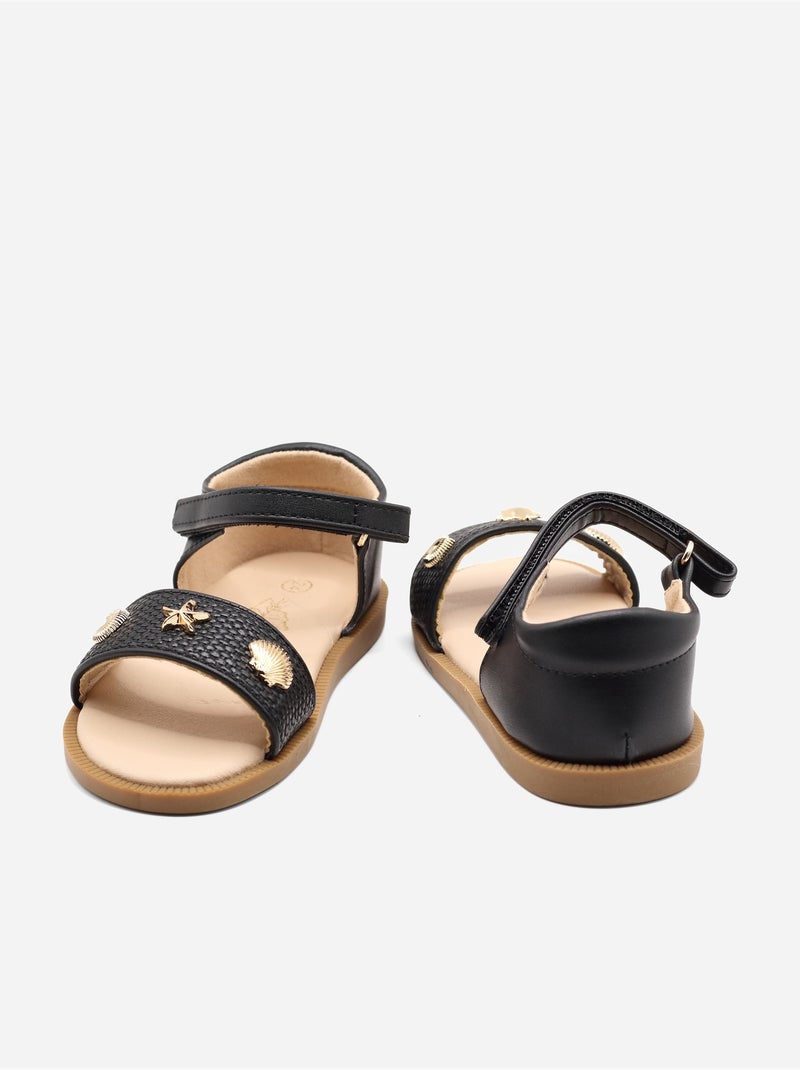 Sandalen met klittenband Zwart - Kiabi